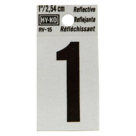 HY-KO 1.25In Reflective Number 1, 10PK B00364